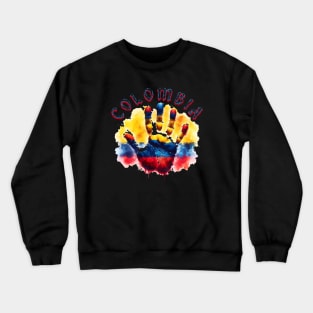 Colombian Pride Handprint Flag Watercolor Art Crewneck Sweatshirt